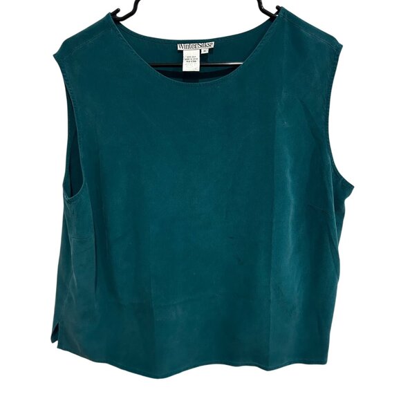 WinterSilks Womens Teal 100% Silk Sleeveless Tank Top Size IX Soft Lightweight - Picture 1 of 9